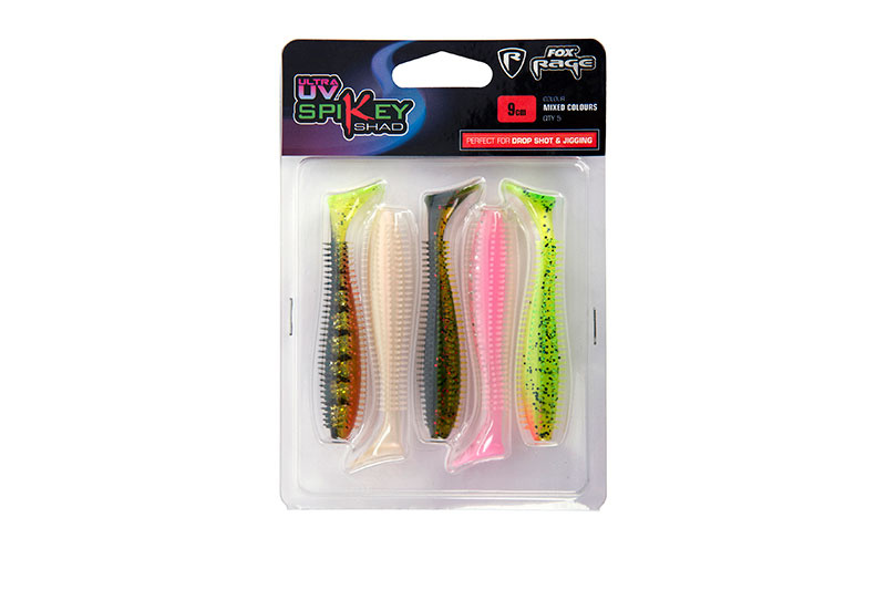 FOX RAGE Sada gumových nástrah UV Spikey Shad 5ks 12cm