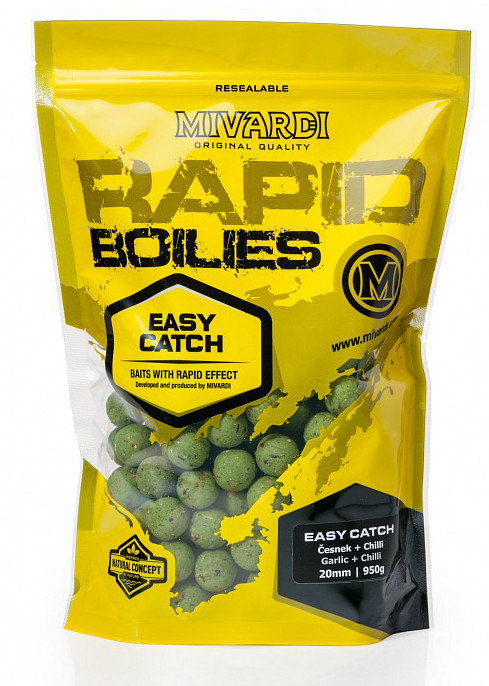 MIVARDI Rapid Boilies Easy Catch Česnek & Chilli 3300gr 24mm