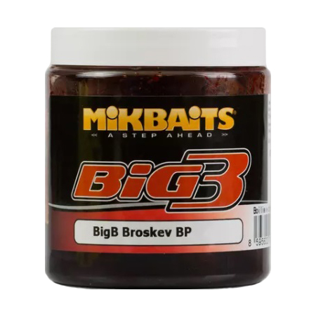 MIKBAITS Boilie v dipu BigB Broskev Black Pepper 250ml 20mm