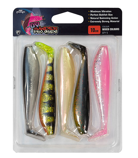 FOX RAGE Sada gumových nástrah UV Zander Pro Shads Mixed Colours 5ks 12cm