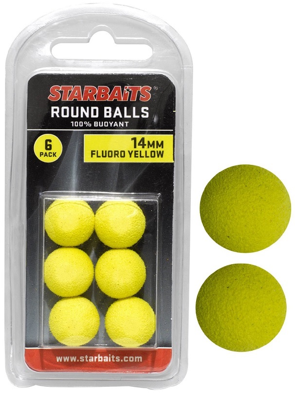 STARBAITS Pěnové kuličky Round Balls Fluoro Yellow 6pcs 14mm