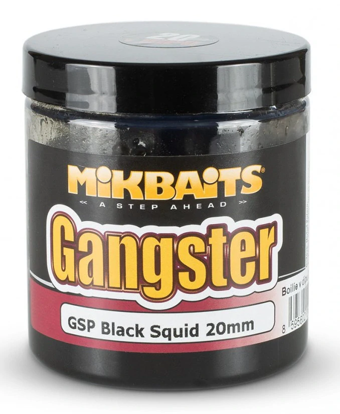 MIKBAITS Boilie v dipu Gangster GSP Black Squid 250ml 20mm