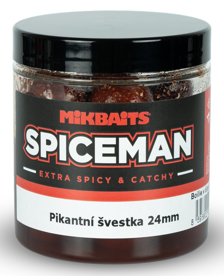 MIKBAITS Boilie v dipu Spiceman Pikantní švestka 250ml 24mm