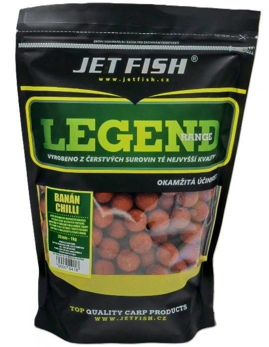 JET FISH Boilie Legend Range Banán Chilli 1kg 24mm