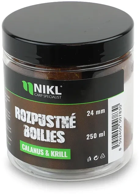 NIKL Rozpustné boilies Calanus & Krill 250ml 24mm