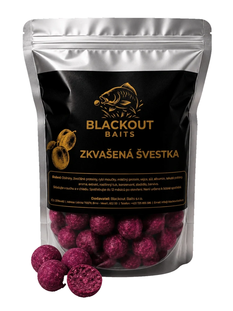 BLACKOUT BAITS Boilies Zkvašená švestka 1kg 20mm