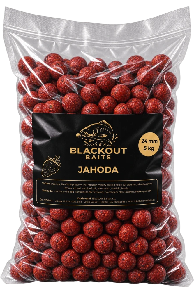BLACKOUT BAITS Krmné boilies Jahoda 5kg 24mm