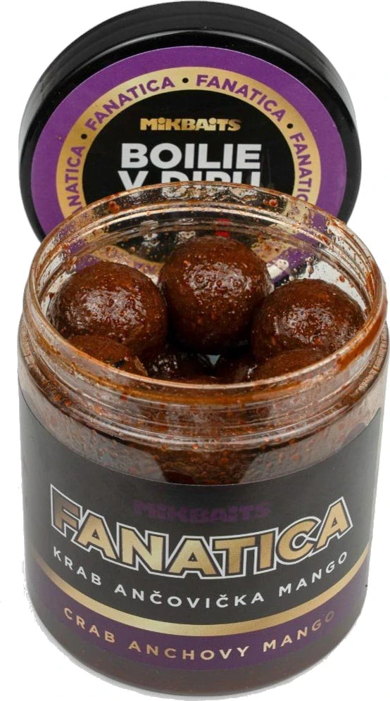 MIKBAITS Boilie v dipu Fanatica Krab Ančovička Mango 250ml 24mm