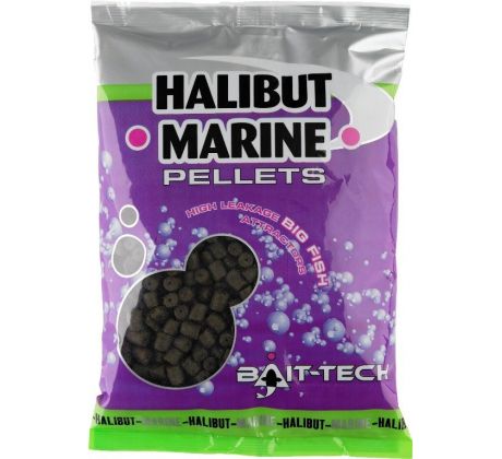 BAIT-TECH Pelety Halibut Marine 900g 14mm s dírou