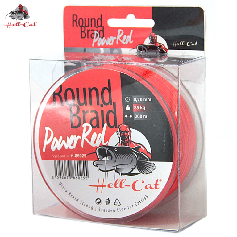 HELL-CAT Šňůra Round Braid Power Red 200m / 0,70mm / 85kg