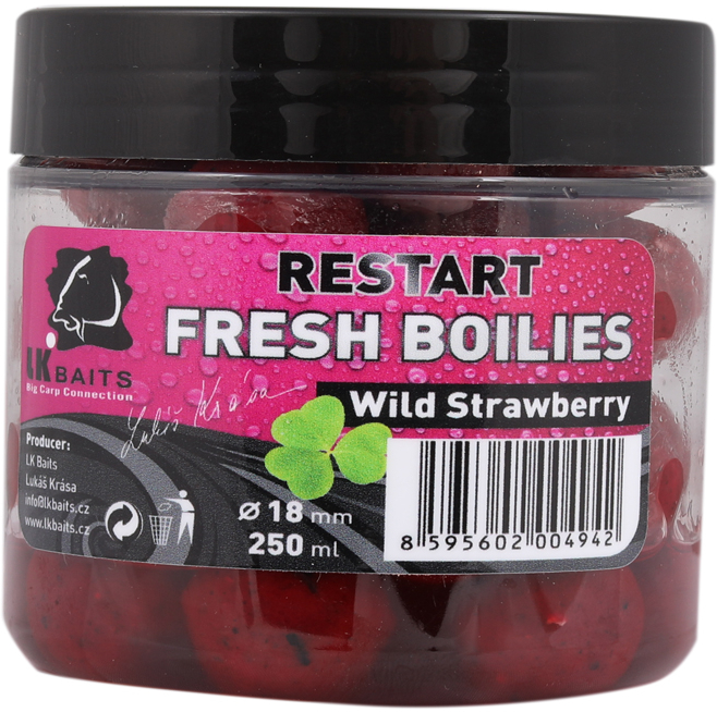 LK BAITS Fresh Boilies Restart Wild Strawberry 250ml 18mm