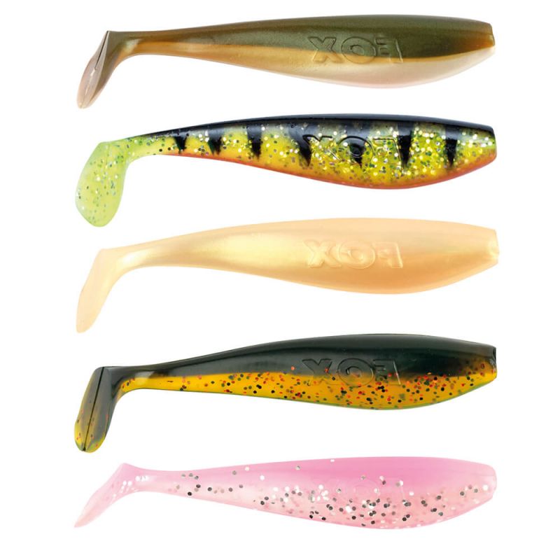 FOX RAGE Sada gumových nástrah UV Zander Pro Shads Mixed Colours 5ks 12cm