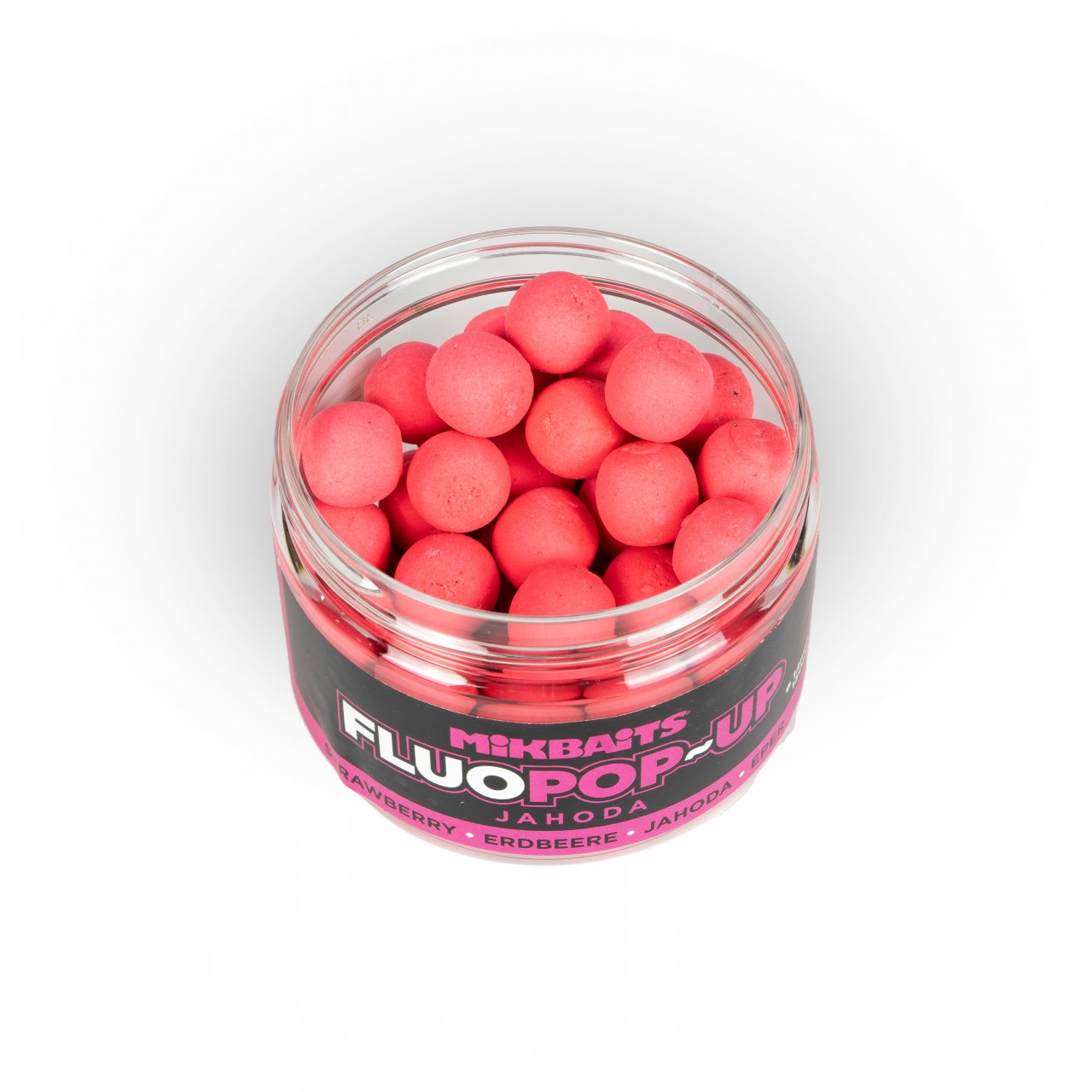 MIKBAITS Plovoucí Fluo boilie Jahoda 150ml 14mm