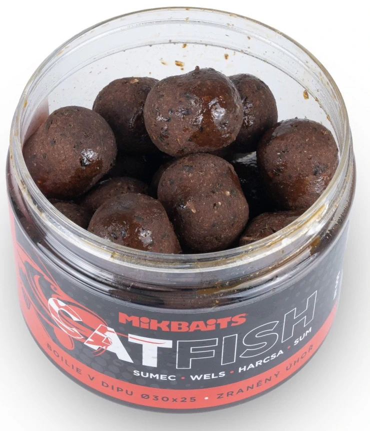 MIKBAITS Boilie v dipu Catfish Zraněný úhoř 500ml 30x25mm
