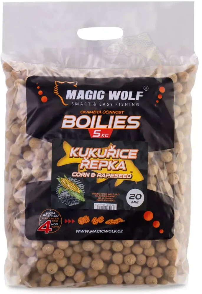 MAGIC WOLF Boilies Kukuřice Řepka 5kg 20mm