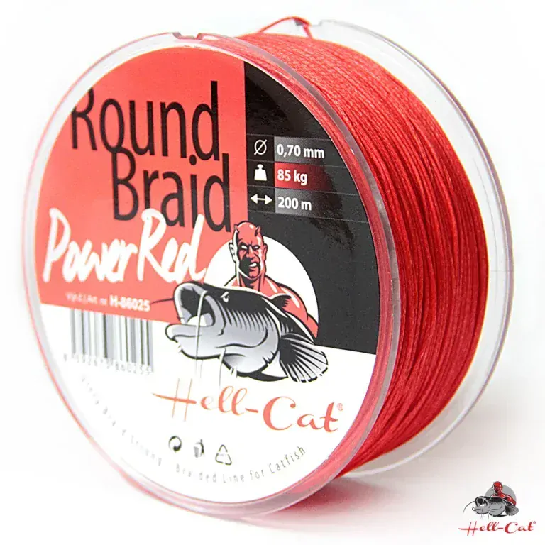 HELL-CAT Šňůra Round Braid Power Red 200m / 0,70mm / 85kg