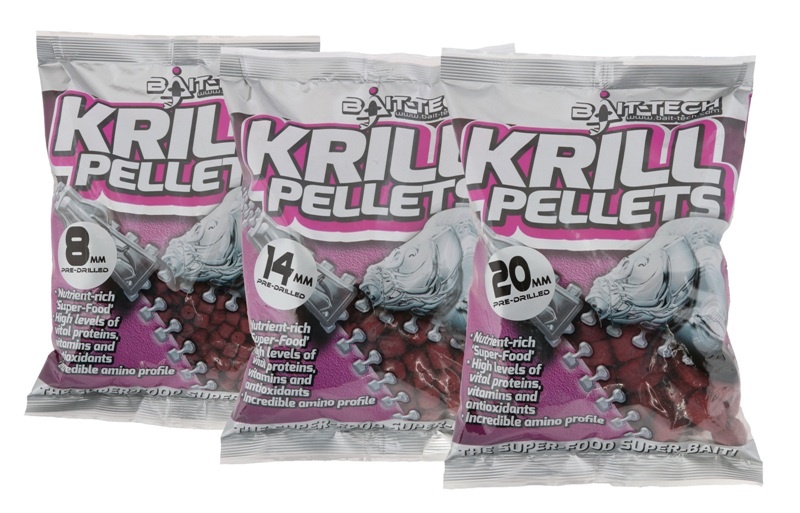 BAIT-TECH Pelety Krill Pre-Drilled 900g 14mm s dírou