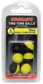 STARBAITS Pěnové kuličky Two Tones Balls Black Fluoro Yellow 6pcs 14mm