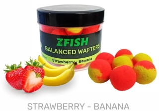 ZFISH Vyvážené boilies Balanced Wafters Strawberry-Banana 20g 8mm
