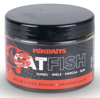 MIKBAITS Boilie v dipu Catfish Zraněný úhoř 500ml 30x25mm
