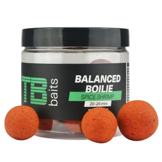 TB BAITS Vyvážené boilie Balanced + Atraktor Spice Shrimp 100g 20-24mm