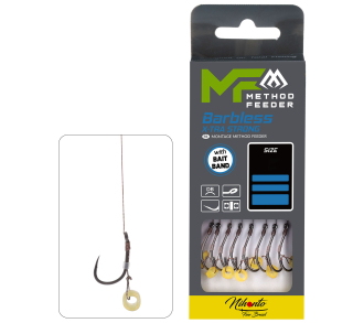 MIKADO Návazec MF S gumou X-tra Strong Barbless 8ks 10cm 0,12mm #8