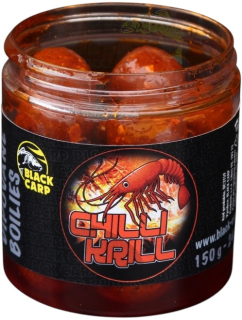 BLACK CARP Dipované boilies Chilli Krill 150g 24mm