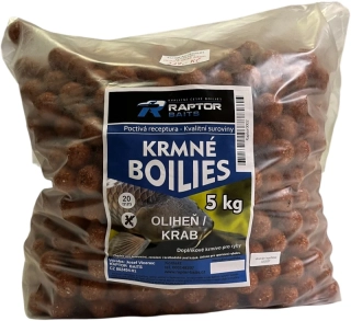 RAPTOR BAITS Krmné boilies Oliheň Krab 5kg 20mm