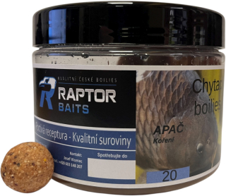 RAPTOR BAITS Chytací boilies v dipu APAČ koření 250g 20mm