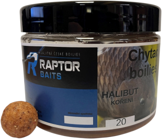 RAPTOR BAITS Chytací boilies v dipu Halibut Koření 250g 20mm