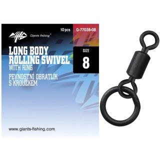 GIANTS FISHING Pevnostní obratlík s kroužkem Long Body Rolling Swivel with Ring 10ks
