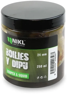 NIKL Boilies v dipu Scopex & Squid 250ml 24mm