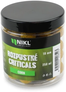 NIKL Rozpustné Criticals boilie Corn 250ml 18mm