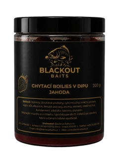 BLACKOUT BAITS Chytací boilies v dipu Jahoda 200g 20mm
