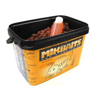 MIKBAITS Pelety Red Fish Halibut 2,5kg 14mm + 100ml lososového oleje
