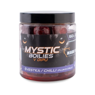 MAGIC WOLF Boilies v dipu Mystic Švestka Chilli 160g 20mm