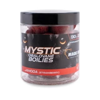 MAGIC WOLF Obalované boilies Mystic Jahoda 130g 22mm