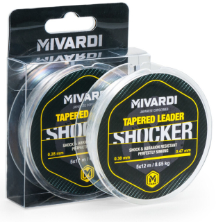 MIVARDI Ujímaný vlasec Shocker Tapered Leader 5x12m 0,30 - 0,47mm